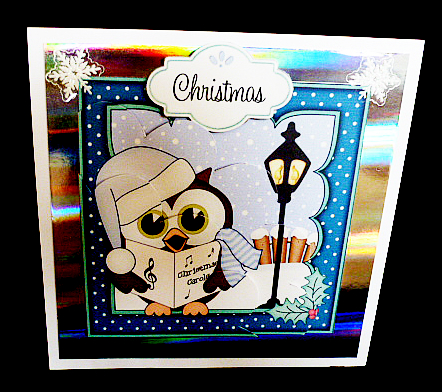 Christmas Carol Singing Little Hoot Owl Shell Edged Stacker by Diane  Hitchcox