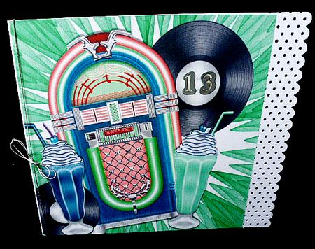 Jukebox, Records and Milkshakes Green Memorabilia 8x8 by Diane  Hitchcox
