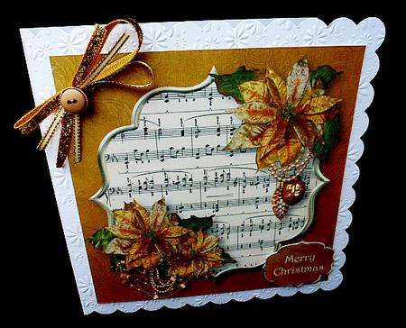 Christmas Golden Poinsettias 8x8 Quick Topper by Diane  Hitchcox