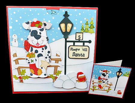 3D Xmas Spotty Dog Sleeps Till Santa Countdown Card by Diane  Hitchcox