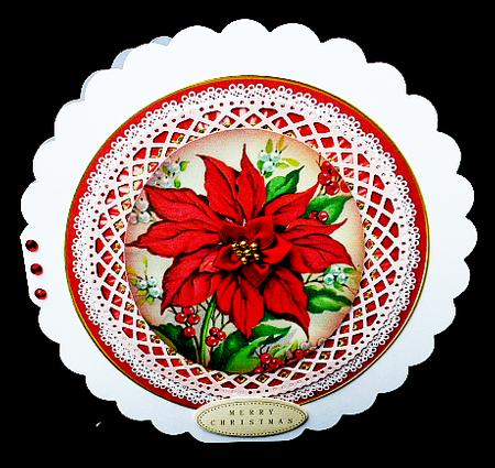 Red Poinsettia Happychristmas 8in Round Ruffle Mini Card Kit by Diane  Hitchcox