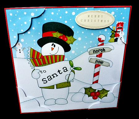 8 x 8 Christmas Snowman Rio's Letter Scalloped Corner Topper by Diane  Hitchcox