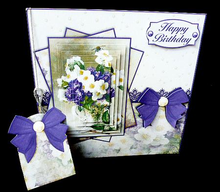 Cardtopper with Matching Envelope White & Purple Flower 597 by Diane  Hitchcox