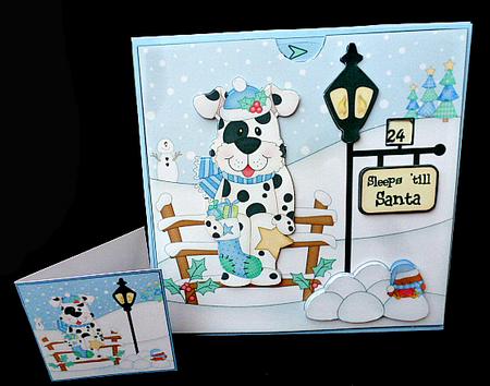 3D Xmas Spotty Dog Sleeps Till Santa Countdown Card by Diane  Hitchcox