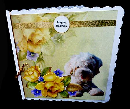 Dog & Yellow Roses by Diane  Hitchcox