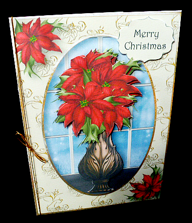 Christmas Vase of Red Poinsettias with Decoupage by Diane  Hitchcox