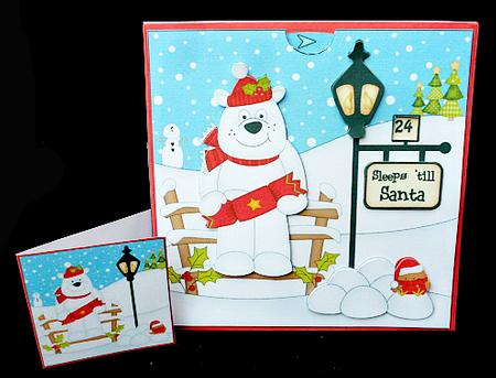 3D Xmas Ben Polar Bear Till Santa Countdown Card by Diane  Hitchcox