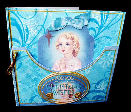 Praying Angel Christmas Wishes 7in Tag Card Front Mini Kit by Diane  Hitchcox