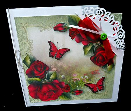 Magenta Roses & Butterflies 8x8 Quick Topper by Diane  Hitchcox