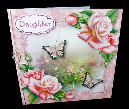 Pink Roses & Butterflies 8x8 Quick Topper by Diane  Hitchcox