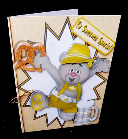 Happy Bear Celebrating Oktoberfest with a Pint by Diane  Hitchcox