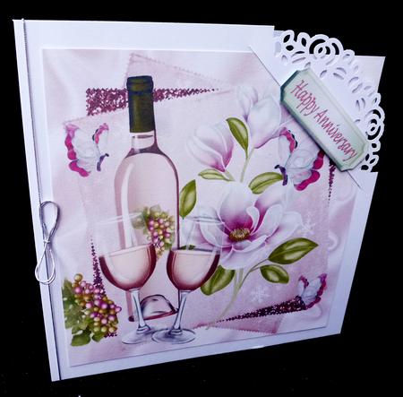Pink Magnolias, Pink Champagne on Glitter Stack 8x8 by Diane  Hitchcox