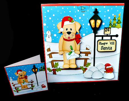 3D Little Christmas Dog Sunny Till Santa Countdown Card by Diane  Hitchcox