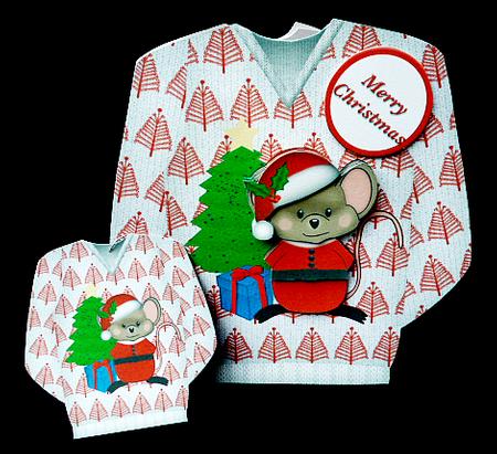Santa Mouse - Christmas Jumper Card Mini Kit by Diane  Hitchcox