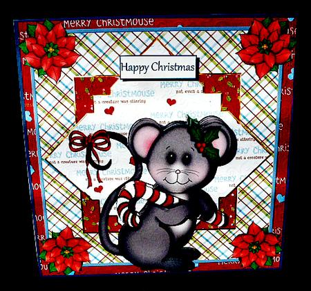 Cute Merrymouse Christmas 7x7 Card by Diane  Hitchcox