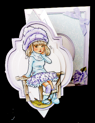 Girl on Fence Diamond Fold Card Kit by Diane  Hitchcox