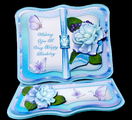 Blue and Lilac Rose Book Easel Card Kit by Diane  Hitchcox
