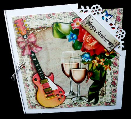 Cascading Flowers, Music and Pink Champagne 8x8 by Diane  Hitchcox