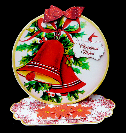 Red Bells Christmas Wishes Circle Easel Card Mini Kit by Diane  Hitchcox