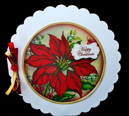 Red Poinsettias Happy Christmas Circle Easel Card Mini Kit by Diane  Hitchcox