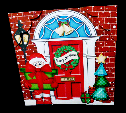 8 x 8 Santa Christmas Door Scalloped Topper by Diane  Hitchcox