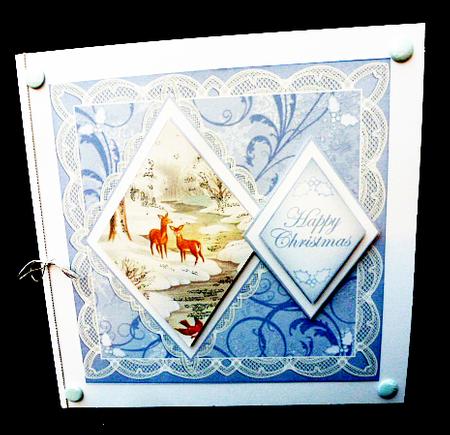 Snow Deer Happy Christmas 7in Double Diamond Topper by Diane  Hitchcox