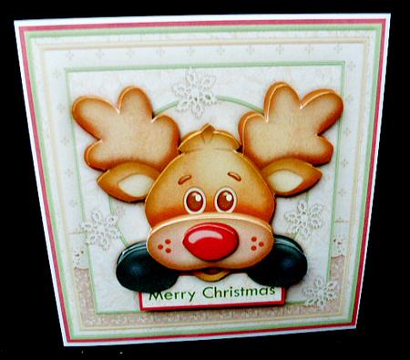 Peeping Rudolf 8x8 Christmas Decoupage Mini Kit by Diane  Hitchcox