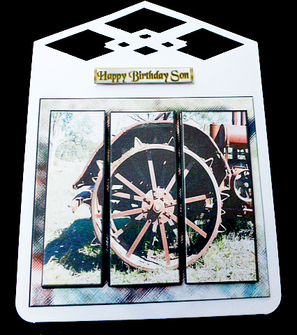 Old Tractor Wheel 2 Card Sheet Male Card by Diane  Hitchcox