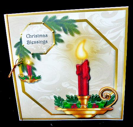 Christmas Candle & Holly by Diane  Hitchcox
