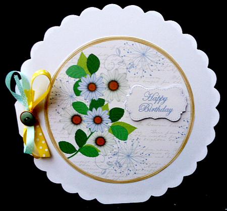Blue Daisy Happy Birthday Circle Easel Card Mini Kit by Diane  Hitchcox