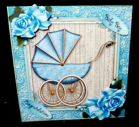 Beautiful Blue Pram 8x8 by Diane  Hitchcox