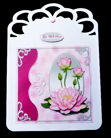 Pink Water Lilies Side Border Card Front by Diane  Hitchcox
