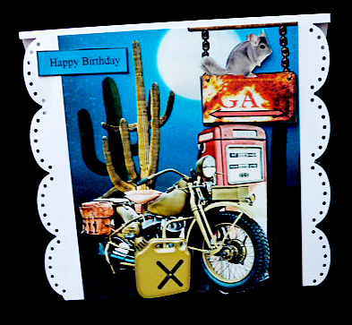 Lonesome Bike Card Topper with Decoupage by Diane  Hitchcox