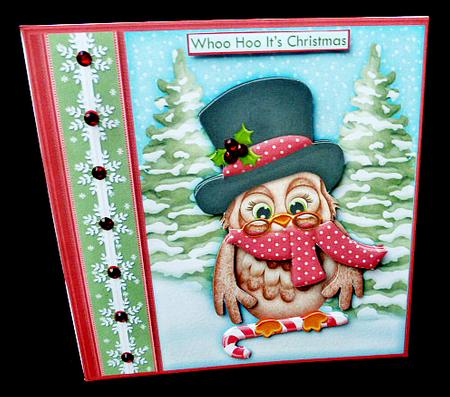 Christmas Top Hat Owl 7.5 Decoupage Mini Kit by Diane  Hitchcox