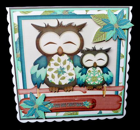 Hoo Hoo Christmas Cardtopper 705 Blue by Diane  Hitchcox