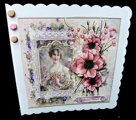 Beauty and Vintage Flowers 7x7 Card with Decoupage by Diane  Hitchcox