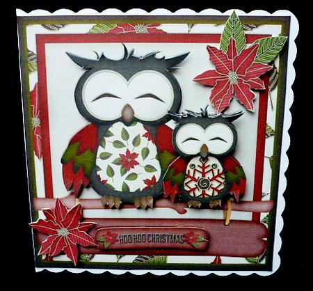 Hoo Hoo Christmas Cardtopper 704 Red by Diane  Hitchcox
