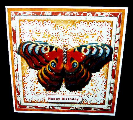 Cardtopper Large Butterfly Orange Red 488 by Diane  Hitchcox