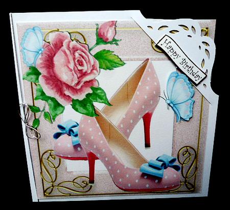 Pink Polkadot Vintage Shoes with Blue Bows and Butterflies by Diane  Hitchcox