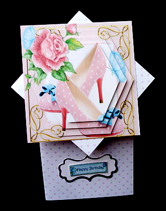 Vintage Shoes with Bow & Painted Roses Hexagon Pyramids by Diane  Hitchcox
