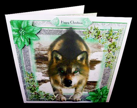 Beautiful Green Eyed Wolf Card Front Kit by Diane  Hitchcox