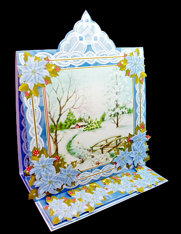 Snowscene Lace Top Easel Card & Envelope Kit by Diane  Hitchcox