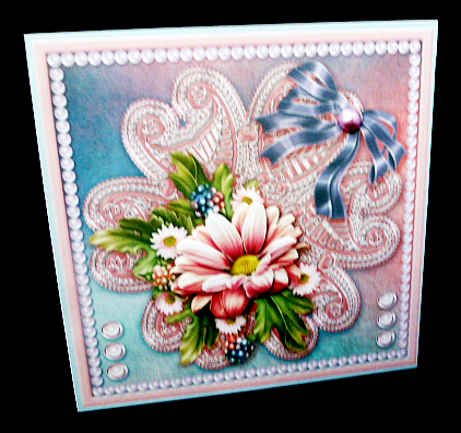 Pink Daisies on a Lace Doily 8in x 8in Decoupage Mini Kit by Diane  Hitchcox