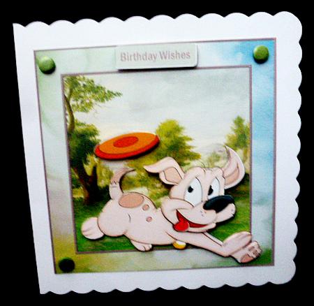 Happy Puppy 7x7 Card with Decoupage and Sentiment Tags by Diane  Hitchcox