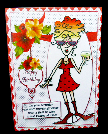 Rita and Her Birthday Wine Quick Card by Diane  Hitchcox