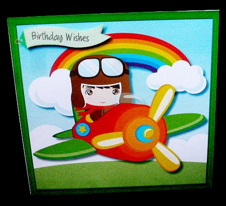 Ace Piklot in the Sky Flying High , Green by Diane  Hitchcox