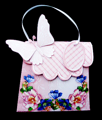 Handbag Gift Box Roses & Clematis with Butterfly by Diane  Hitchcox