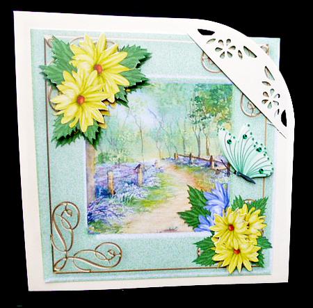 Pretty Lavender Woodland with Yellow Flowers and Butterfly by Diane  Hitchcox