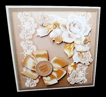Wedding Roses with Lace and Butterflies 8x8 Decoupage Mini K by Diane  Hitchcox