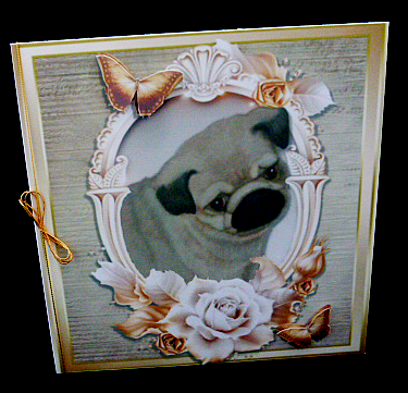 Beautiful Pug with Cream & Gold Roses by Diane  Hitchcox